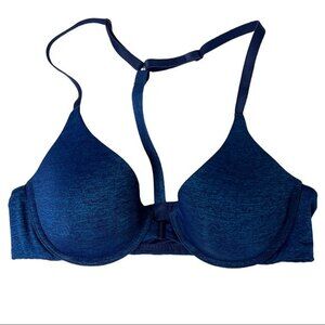 Victoria’s Secret Semi Demi Royal Blue Racerback Bra Front Clasp Size 32B